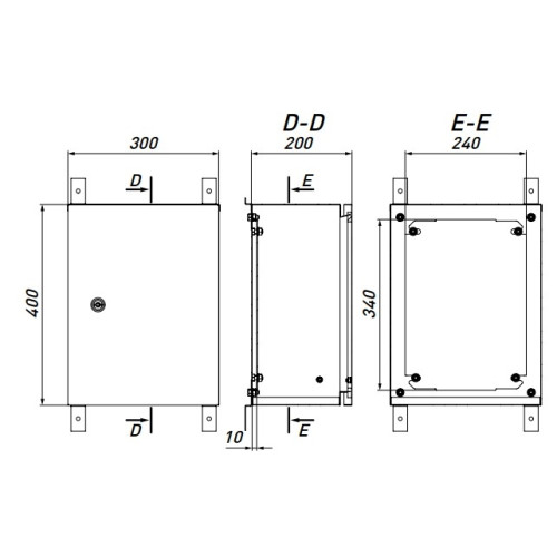 Шкаф металлический 400х300х200 мм, навесной, IP54, e.mbox.pro.p.40.30.20 IP54 Enext p0100244