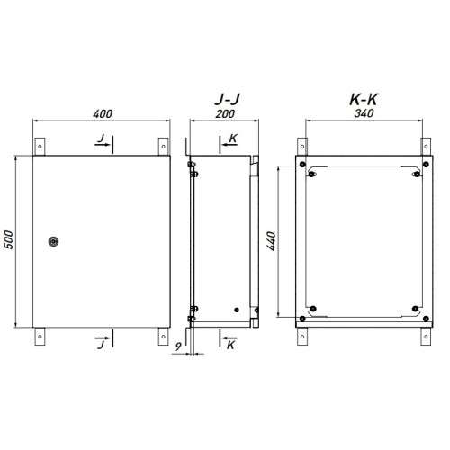 Шкаф металлический 500х400х200 мм, навесной, IP54, e.mbox.pro.p.50.40.20 IP54 Enext p0100246