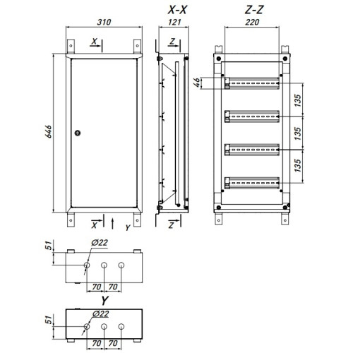Щит навесной на 48 модулей, металлический, IP31, e.mbox.pro.n.48 Enext p0100205