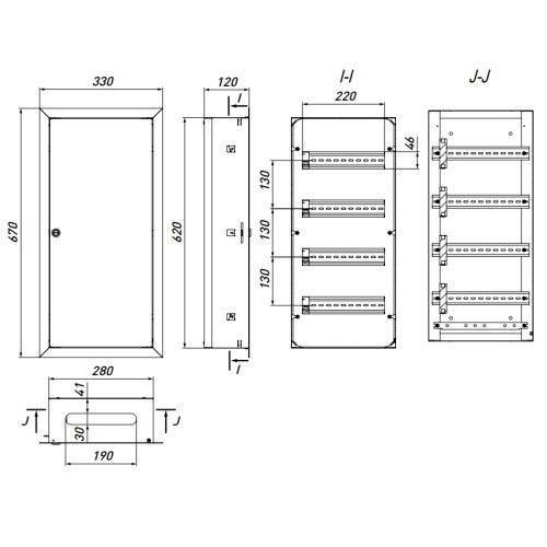 Щит встраиваемый на 48 модулей, металлический, IP31, e.mbox.pro.w.48 Enext p0100212