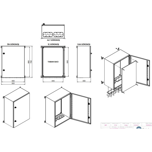 Щит металлический 700х600х300 мм, навесной, IP41, e.mbox.industrial.p.70.60.30z IP41 Enext CP607030K