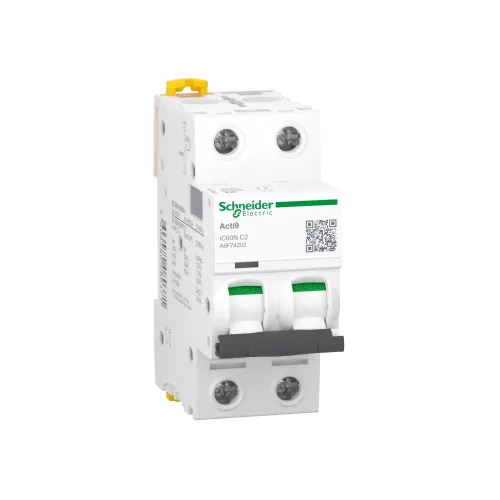 Автоматический выключатель 2А, 2 полюса, кривая C, IC60N Acti9 Schneider Electric A9F74202