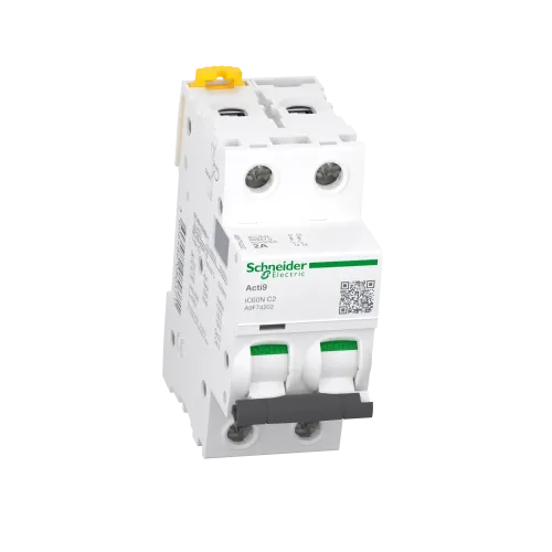 Автоматический выключатель 2А, 2 полюса, кривая C, IC60N Acti9 Schneider Electric A9F74202