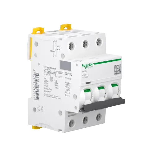 Автоматический выключатель 3А, 3 полюса, кривая C, IC60N Acti9 Schneider Electric A9F74303
