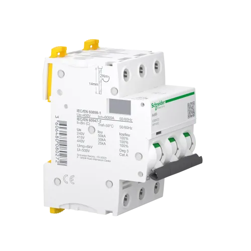 Автоматический выключатель 3А, 3 полюса, кривая C, IC60N Acti9 Schneider Electric A9F74303
