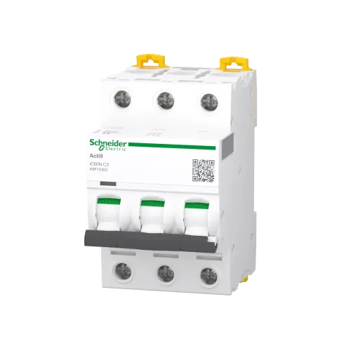 Автоматический выключатель 3А, 3 полюса, кривая C, IC60N Acti9 Schneider Electric A9F74303