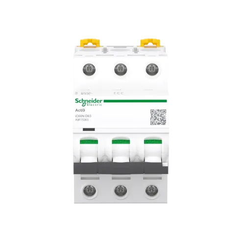 Автоматический выключатель 63А, 3 полюса, кривая D, IC60N Acti9 Schneider Electric A9F75363