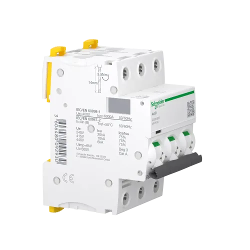 Автоматический выключатель 63А, 3 полюса, кривая B, IC60N Acti9 Schneider Electric A9F78363