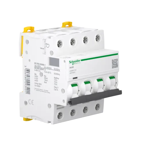 Автоматический выключатель 10А, 4 полюса, кривая C, IC60N Acti9 Schneider Electric A9F79410