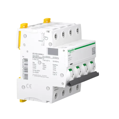 Автоматический выключатель 10А, 4 полюса, кривая C, IC60N Acti9 Schneider Electric A9F79410