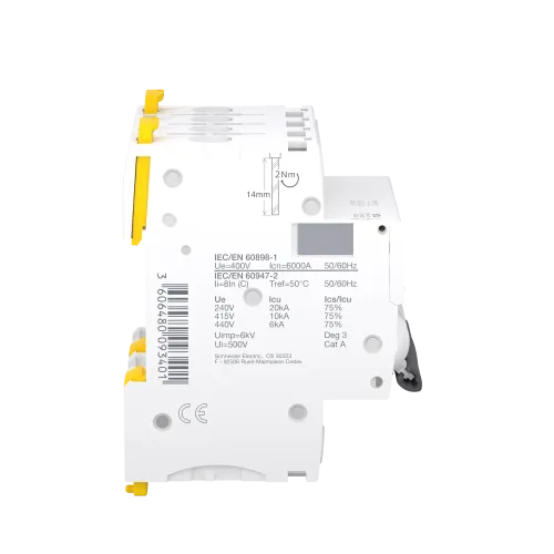 Автоматический выключатель 10А, 4 полюса, кривая C, IC60N Acti9 Schneider Electric A9F79410