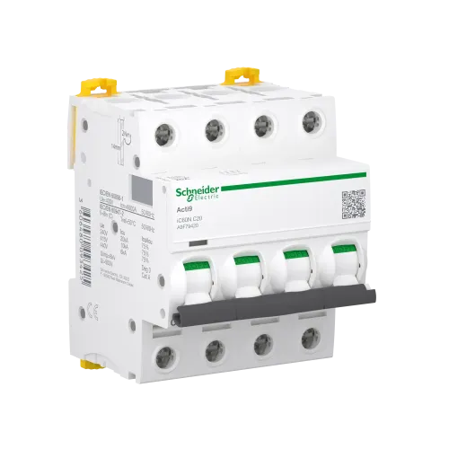 Автоматический выключатель 20А, 4 полюса, кривая C, IC60N Acti9 Schneider Electric A9F79420