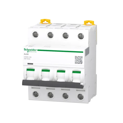 Автоматический выключатель 20А, 4 полюса, кривая C, IC60N Acti9 Schneider Electric A9F79420