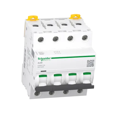 Автоматический выключатель 20А, 4 полюса, кривая C, IC60N Acti9 Schneider Electric A9F79420