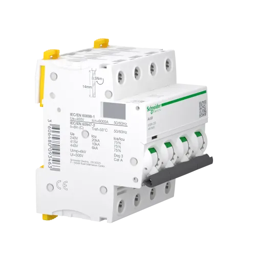 Автоматический выключатель 50А, 4 полюса, кривая C, IC60N Acti9 Schneider Electric A9F79450