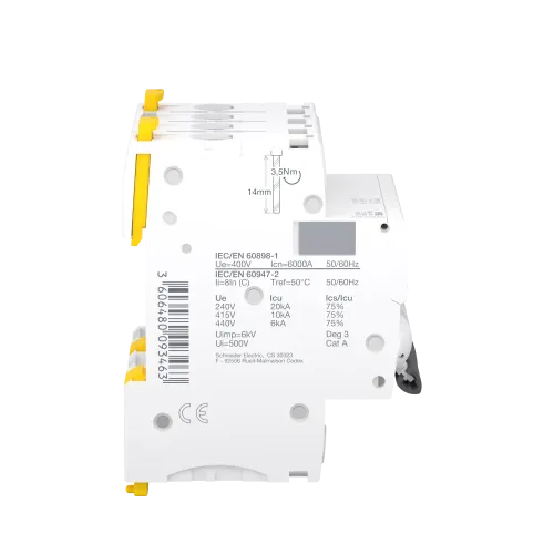 Автоматический выключатель 50А, 4 полюса, кривая C, IC60N Acti9 Schneider Electric A9F79450