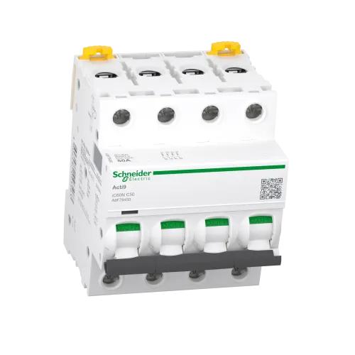 Автоматический выключатель 50А, 4 полюса, кривая C, IC60N Acti9 Schneider Electric A9F79450