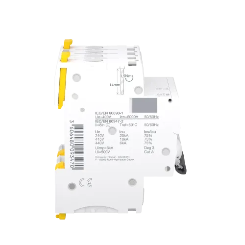 Автоматический выключатель 63А, 4 полюса, кривая C, IC60N Acti9 Schneider Electric A9F79463