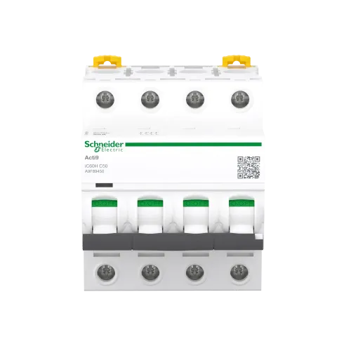 Автоматический выключатель 50А, 4 полюса, кривая C, IC60H Acti9 Schneider Electric A9F89450