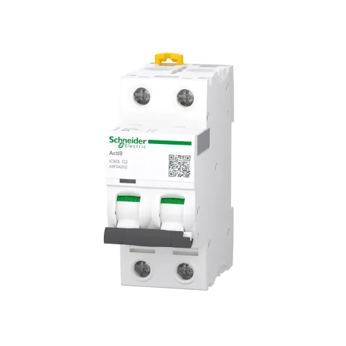 Автоматический выключатель 2А, 2 полюса, кривая C, IC60L Acti9 Schneider Electric A9F94202