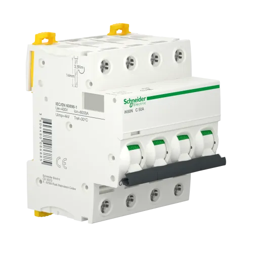 Автоматический выключатель 50А, 4 полюса, кривая C, IK60N Acti9 Schneider Electric A9K24450