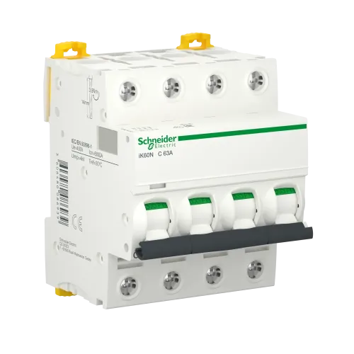 Автоматический выключатель 63А, 4 полюса, кривая C, IK60N Acti9 Schneider Electric A9K24463