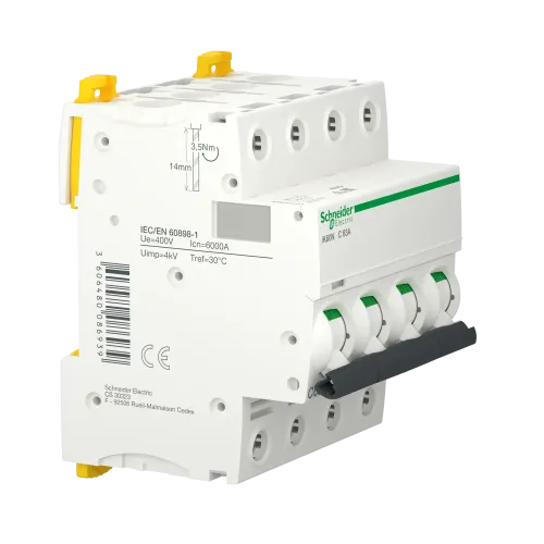 Автоматический выключатель 63А, 4 полюса, кривая C, IK60N Acti9 Schneider Electric A9K24463