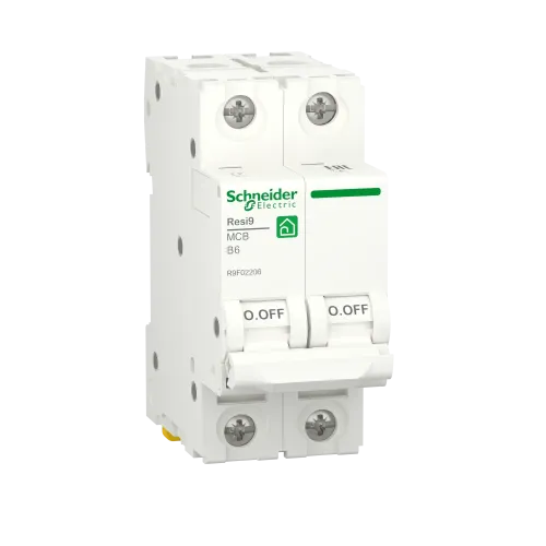 Автоматический выключатель 6А, 2 полюса, уставка В, Resi9 R9F02206 Schneider Electric