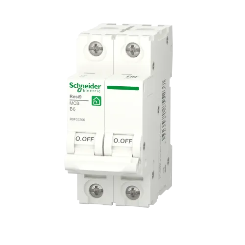 Автоматический выключатель 6А, 2 полюса, уставка В, Resi9 R9F02206 Schneider Electric