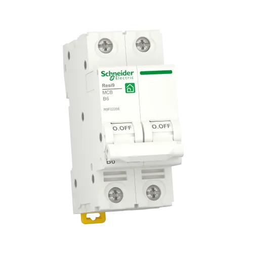 Автоматический выключатель 6А, 2 полюса, уставка В, Resi9 R9F02206 Schneider Electric
