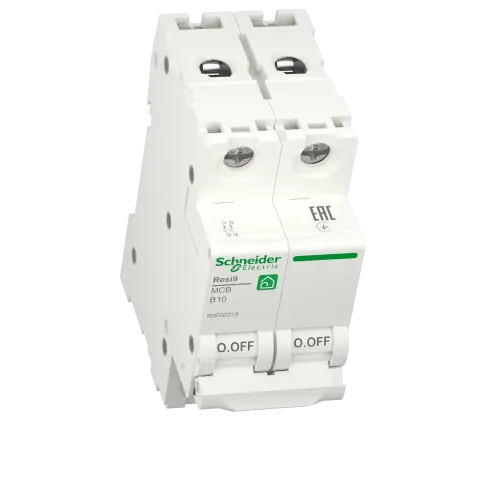Автоматический выключатель 10А, 2 полюса, уставка В, Resi9 R9F02210 Schneider Electric