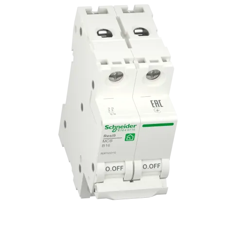 Автоматический выключатель 16А, 2 полюса, уставка В, Resi9 R9F02216 Schneider Electric
