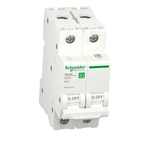 Автоматический выключатель 50А, 2 полюса, уставка В, Resi9 R9F02250 Schneider Electric