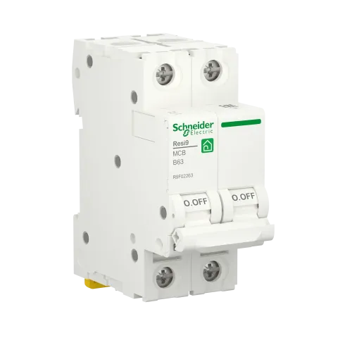 Автоматический выключатель 63А, 2 полюса, уставка В, Resi9 R9F02263 Schneider Electric