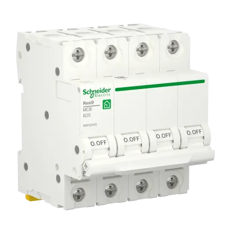 Автоматический выключатель 25А, 4 полюса, уставка В, Resi9 R9F02425 Schneider Electric