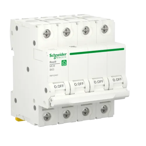 Автоматический выключатель 63А, 4 полюса, уставка В, Resi9 R9F02463 Schneider Electric
