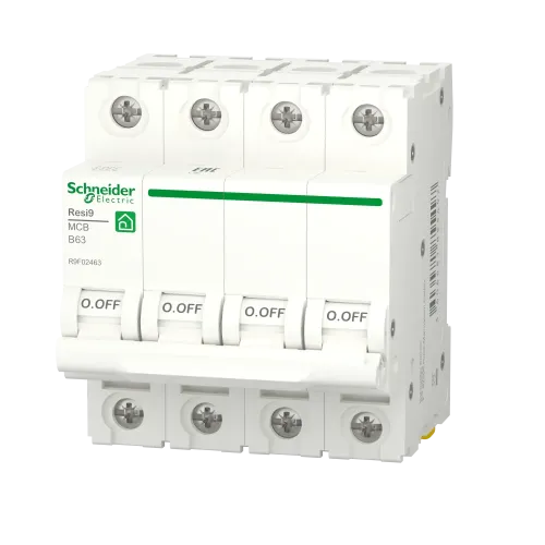 Автоматический выключатель 63А, 4 полюса, уставка В, Resi9 R9F02463 Schneider Electric
