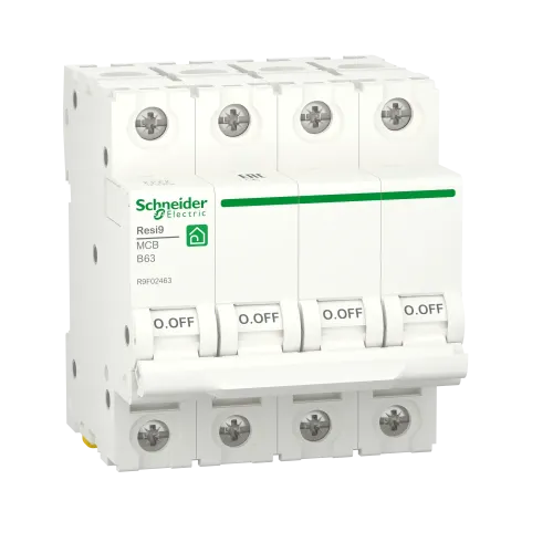 Автоматический выключатель 63А, 4 полюса, уставка В, Resi9 R9F02463 Schneider Electric