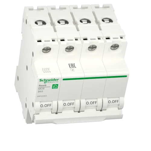 Автоматический выключатель 63А, 4 полюса, уставка В, Resi9 R9F02463 Schneider Electric