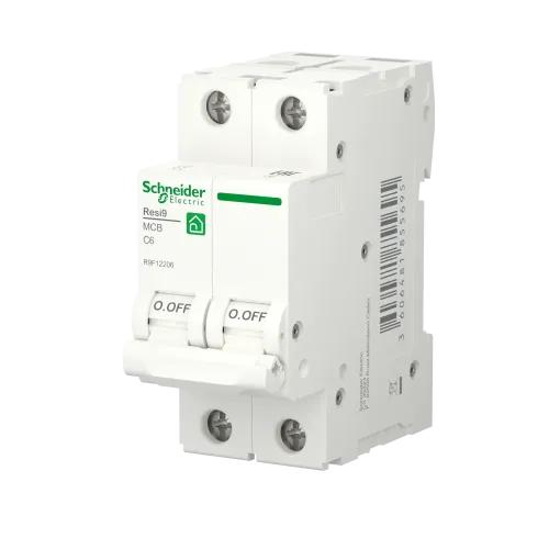 Автомат 6А, 2 полюса, уставка С, Resi9 R9F12206 Schneider Electric
