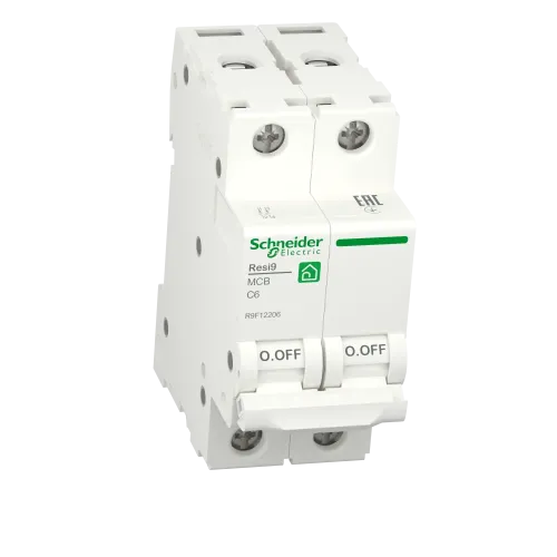 Автомат 6А, 2 полюса, уставка С, Resi9 R9F12206 Schneider Electric