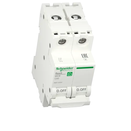 Автомат 50А, 2 полюса, уставка С, Resi9 R9F12250 Schneider Electric