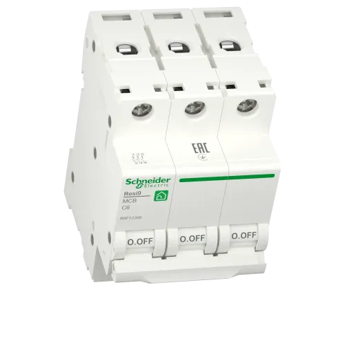 Автомат 6А, 3 полюса, уставка С, Resi9 R9F12306 Schneider Electric