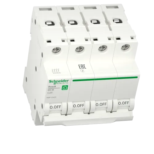 Автомат 25А, 4 полюса, уставка С, Resi9 R9F12425 Schneider Electric
