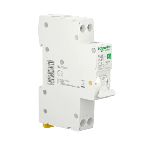Одномодульный дифавтомат 10А, 30 мА, уставка С, тип АС, Resi9 R9D87610 Schneider Electric