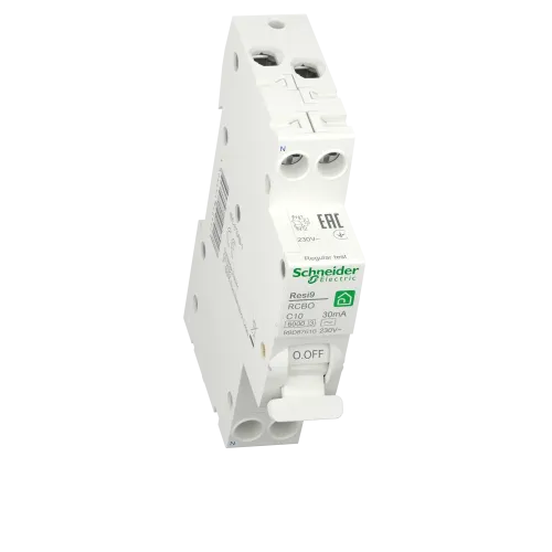 Одномодульный дифавтомат 10А, 30 мА, уставка С, тип АС, Resi9 R9D87610 Schneider Electric