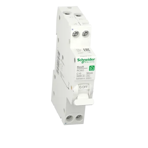 Одномодульный дифавтомат 10А, 30 мА, уставка С, тип А, Resi9 R9D88610 Schneider Electric