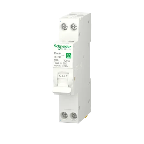 Одномодульный дифавтомат 16А, 30 мА, уставка С, тип А, Resi9 R9D88616 Schneider Electric