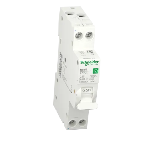 Одномодульный дифавтомат 25А, 30 мА, уставка С, тип А, Resi9 R9D88625 Schneider Electric