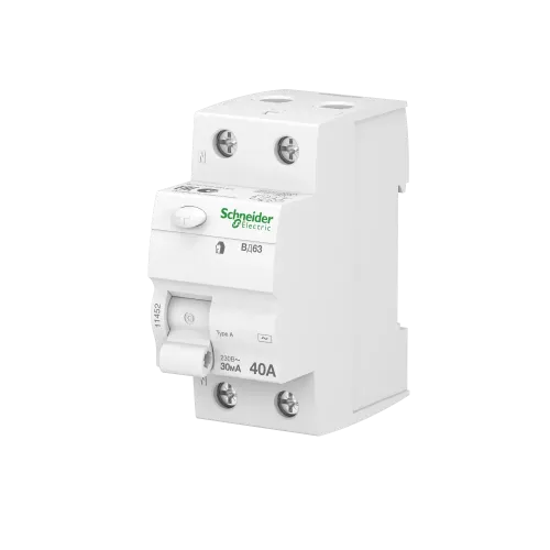 Дифференциальный выключатель (УЗО) 40A 30мА, 2 полюса, 11452 Schneider Electric